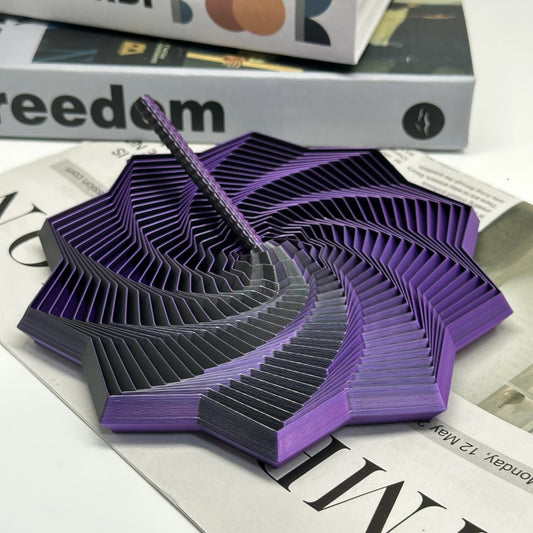 Jucarie decompresie, Stea 3D octogonala, maner spirala turn magic geometric, 11 cm, Negru Mov - vivimall.ro