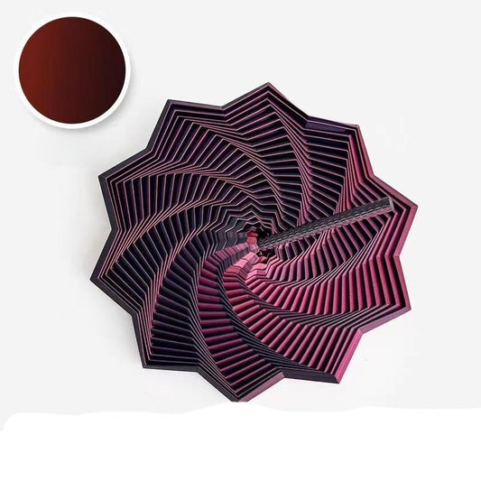 Jucarie decompresie, Stea 3D octogonala, maner spirala turn magic geometric, 11 cm, Negru Rosu - vivimall.ro