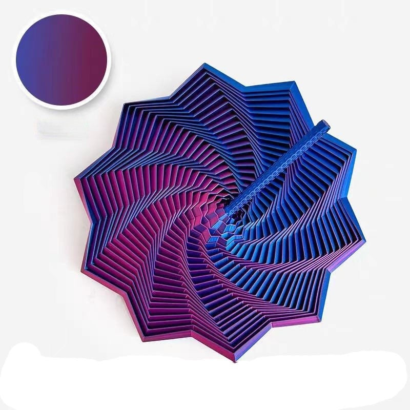 Jucarie decompresie, Stea 3D octogonala, maner spirala turn magic geometric, 11 cm, Albastru Violet