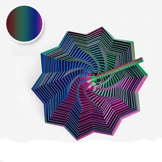 Jucarie decompresie, Stea 3D octogonala, maner spirala turn magic geometric, 11 cm, Albastru Verde - vivimall.ro