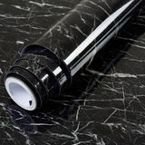 Tapet Autocolant Pentru Bucatarie, Rola Cu Efect De Marmura, Folie Autoadeziva, 40Cmx100Cm, Negru - vivimall.ro