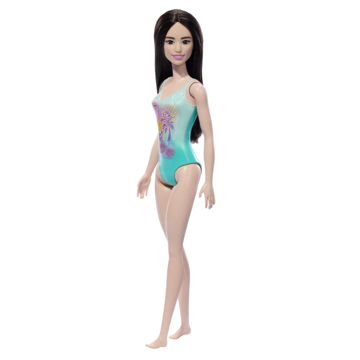 PAPUSA BARBIE BRUNETA CU COSTUM DE BAIE ALBASTRU
