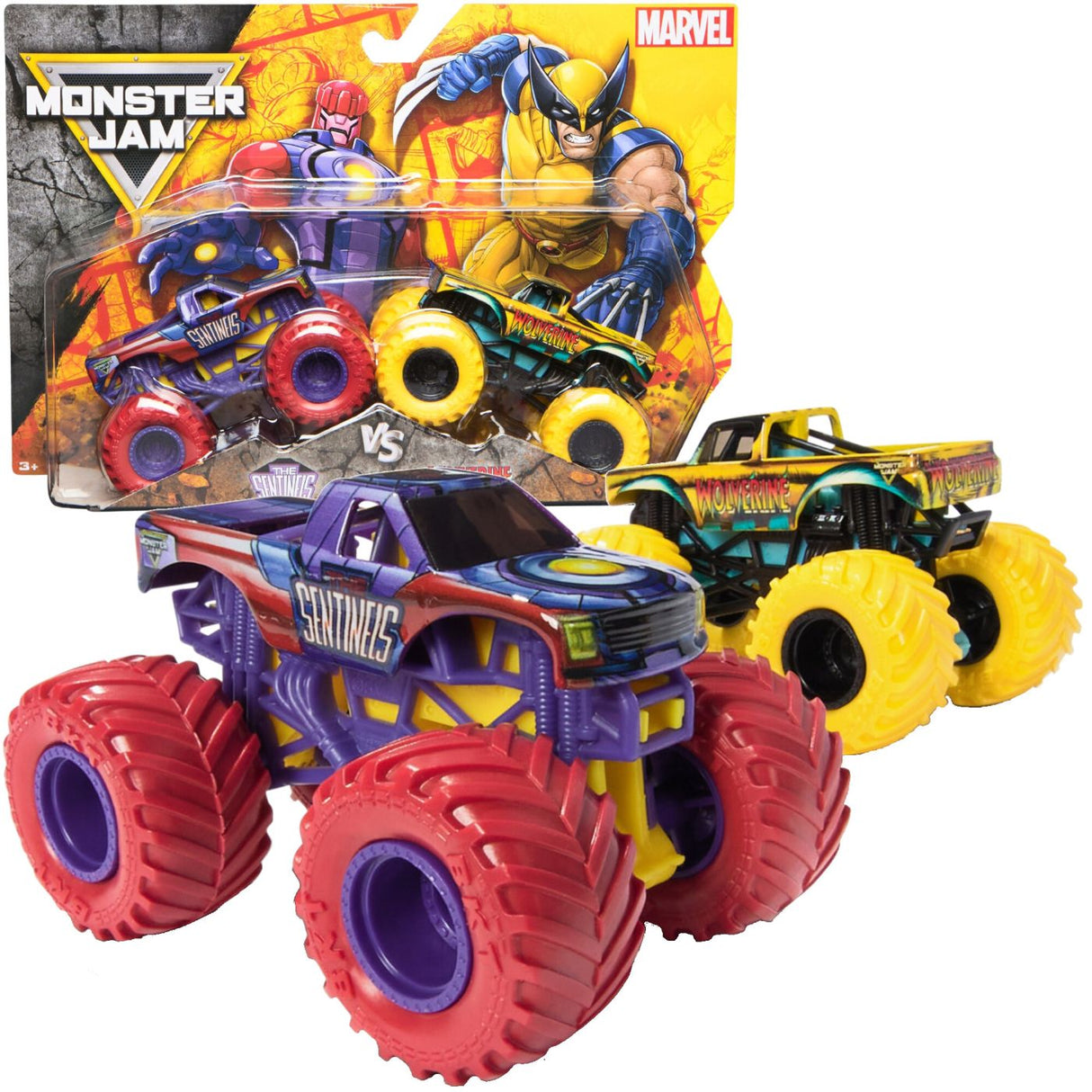 MONSTER JAM SET 2 MASINUTE METALICE THE SENTINELS VS WOLVERINE SCARA 1 LA 65