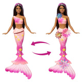 BARBIE PAPUSA SIRENA FLOAREA MAGICA CU PAR BRUNET SI COADA ROZ