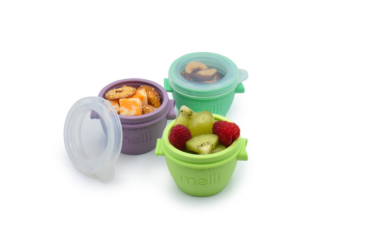 SET 4 RECIPIENTE SILICON SNAP&GO, MELII, 4*177 ML