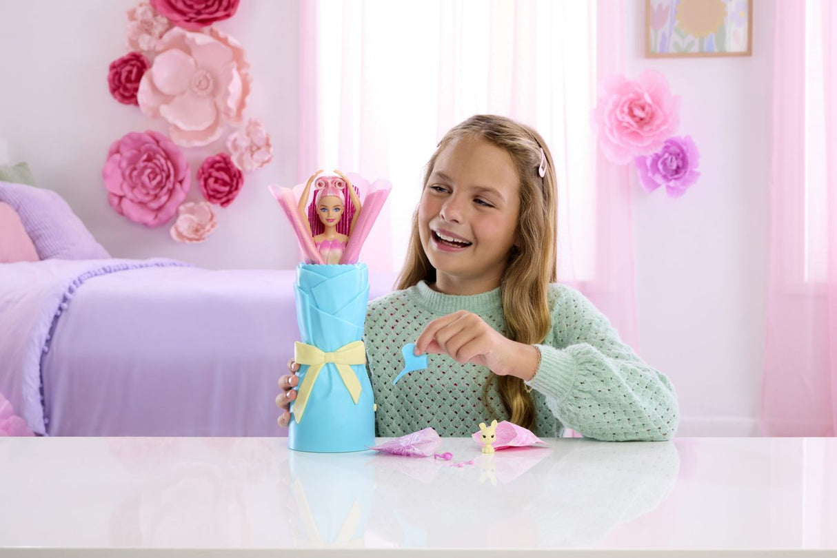 BARBIE PETAL POP SET PAPUSA BARBIE LALEA ROZ SI ACCESORII