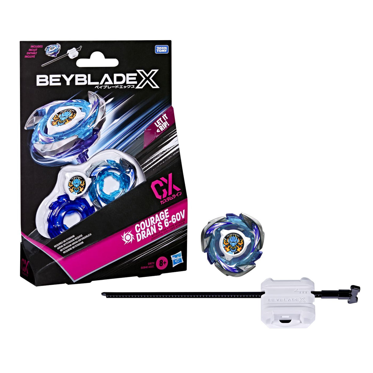 BEYBLADE X LET IT RIP SET LANSATOR SI ROATA COURAGE DRAN S 6-60V