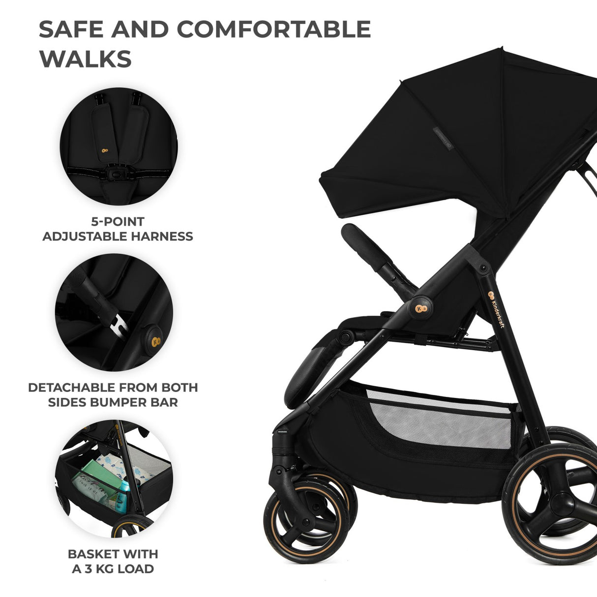 CARUCIOR SPORT KINDERKRAFT TRIG3 ONYX BLACK