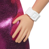 BARBIE PAPUSA BARBIE FASHIONISTAS BLONDA CU ROCHITA ROZ METALICA