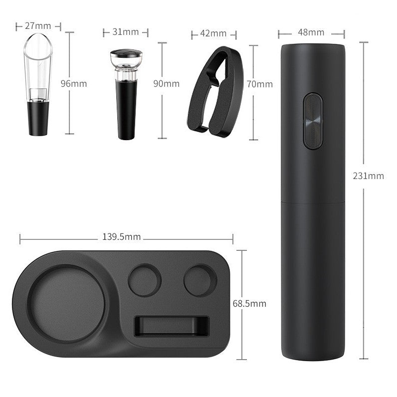 Set Tirbuson Electric Din 5 Piese, Deschizator Electric, Cu Baterii, Multifunctional, 23X14Cm, Negru - vivimall.ro