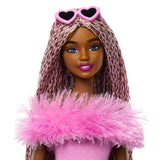 BARBIE DELUXE STYLE PAPUSA BARBIE CU SALOPETA ROZ SI PAR IMPLETIT