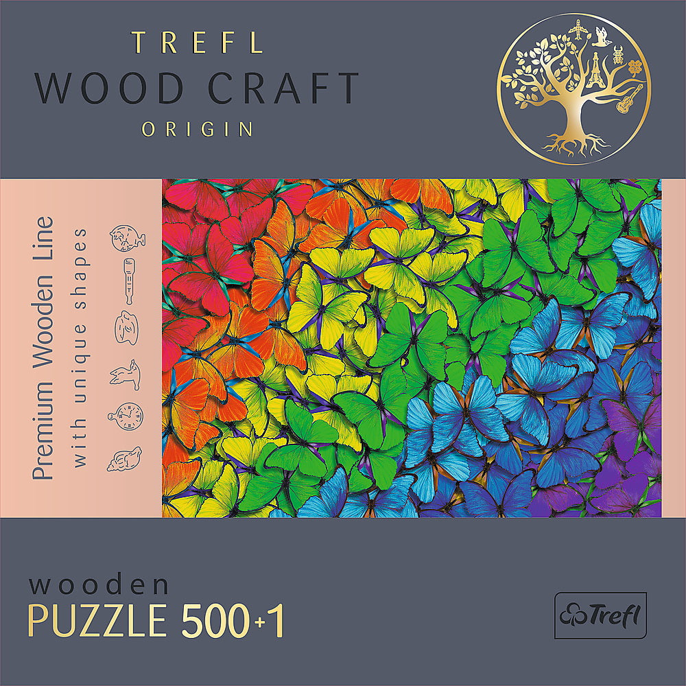 PUZZLE TREFL DIN LEMN 500+1 PIESE FLUTURASII COLORATI