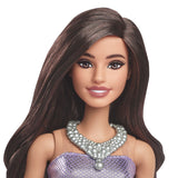 BARBIE FASHIONISTAS PAPUSA BARBIE BRUNETA CU ROCHIE MOV CU PAIETE