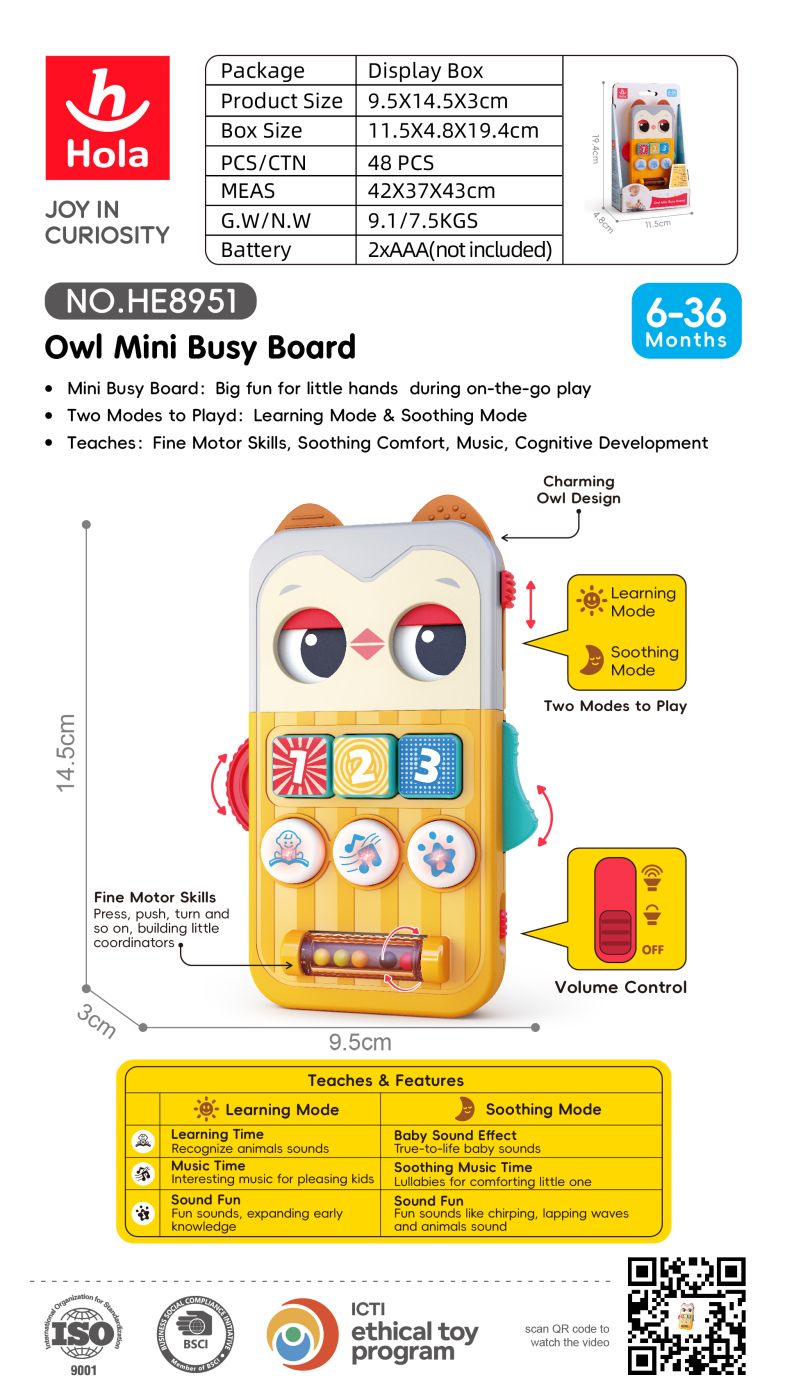 MINI TABLITA EDUCATIVA BUFNITA CU MUZICA SI LUMINI