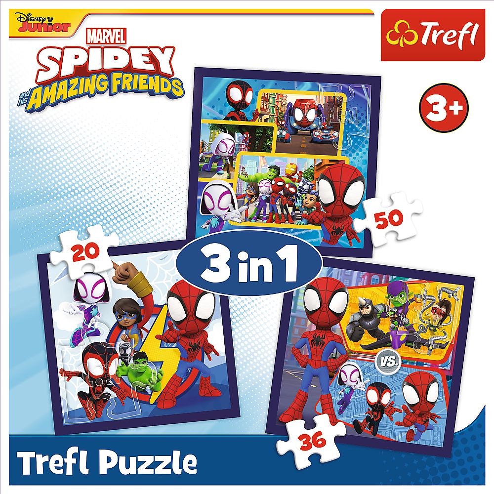 PUZZLE TREFL 3IN1 MARVEL SPIDEY SI PRIETENII LUI EXTRAORDINARI