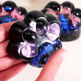 Jucarie Antistres Squishy, Vivimall, cu Revenire Lenta, Squeeze Pinch Family, Model Cat Paw, 6.5 x 6 cm, din Tpr, 4-6 Ani, Model 5 Meduze, Negru cu Insertii - vivimall.ro