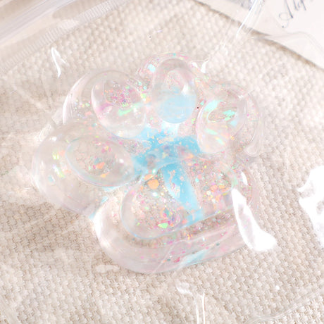 Jucarie Antistres Squishy, Vivimall, cu Revenire Lenta, Squeeze Pinch Family, Model Cat Paw, 6.5 x 7 cm, din Tpr, 4-6 Ani, Model 2 Flori, Transparent - vivimall.ro