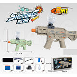 Mitraliera de jucarie electrica Vivimall cu bile de hidrogen de gel, gun bluster, tragere in rafala, varsta peste 6 ani, 2 in 1 bile si ventuze, ochelari de protectie,  5000 de bile incluse, cablu de incarcare, 27x31.5 cm, Mp9, crem - vivimall.ro