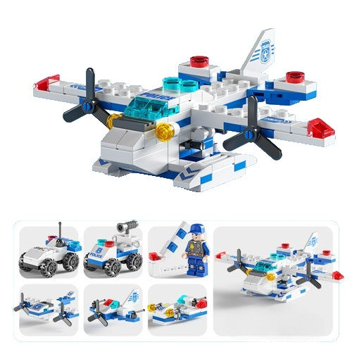 Set De Constructie Avion De Politie 6In1, Multiple Variante De Asamblare, 137 De Piese