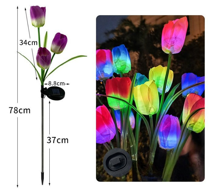 Napelemes lámpa tulipánokkal 3 virággal | BrightLeaf