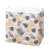 Cos de Depozitare pentru Rufe, Vivimall, Cos Pliabil CLOTHBOX pentru Depozitarea Jucarii, Haine, Cos de Haine Murdare cu Snur, 80 x 50 x 50 cm, Model Frunze, Alb Multicolor