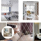 Set 32 de Oglinzi Autocolante pentru Perete, Vivimall, sub Forma de Romb, Acril, 14.2x23.6x15.5 cm - vivimall.ro