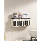 Cutie de Depozitare a Condimentelor, Vivimall, de Uz Casnic, Montare pe Perete, 3 Compartimente, 25.8 x 13.6 x 10.5cm, Alb-Negru - vivimall.ro