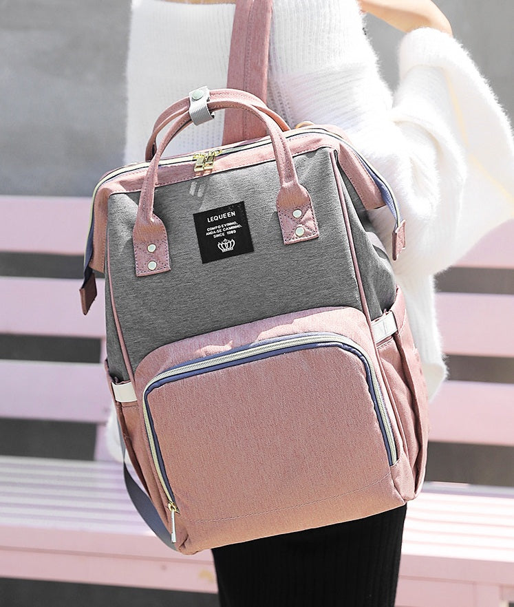 Hátizsák anyukáknak szürke-rózsaszín | MommyBag 4