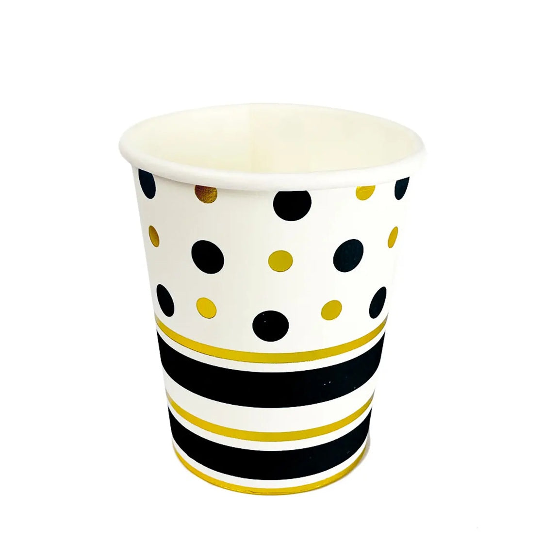 Set 10 Pahare Cu Buline Si Dungi Negru Auriu | FunStripe 2
