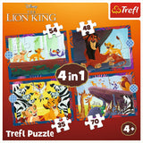 PUZZLE TREFL 4IN1 DISNEY REGELE LEU