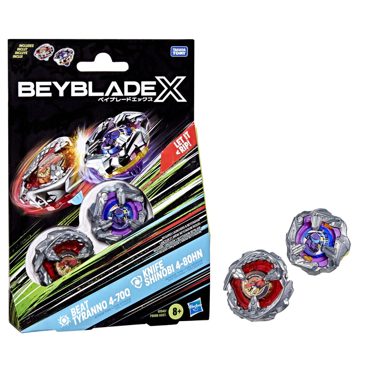 BEYBLADE X PACHET DUO BEAT TYRANNO 4-70Q SI KNIFE SHINOBI 4-80HN