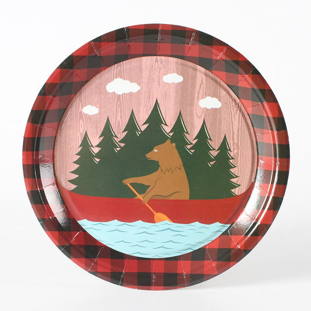 Set 10 Farfurii Unica Folosinta, Vivimall, 18 cm, Model Urs, Multicolor - vivimall.ro