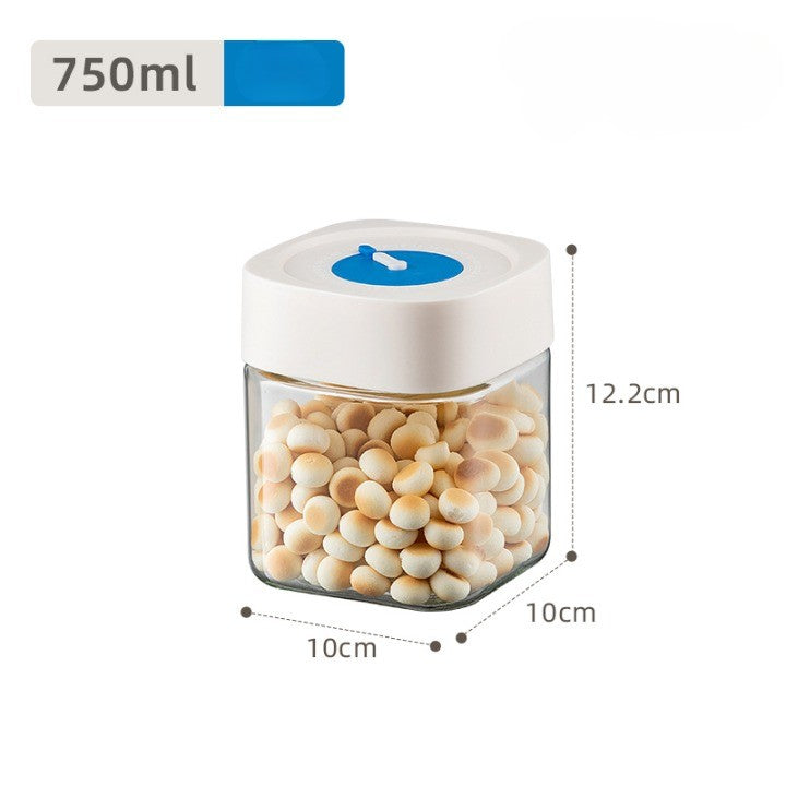 Borcan din Sticla de Inalta Calitate, Vivimall, Capac Ermetic, Uz Casnic, Depozitarea Condimentelor sau a Alimentelor Umede si Uscate, 750 mL, 10x10x12.2 cm, Alb - vivimall.ro