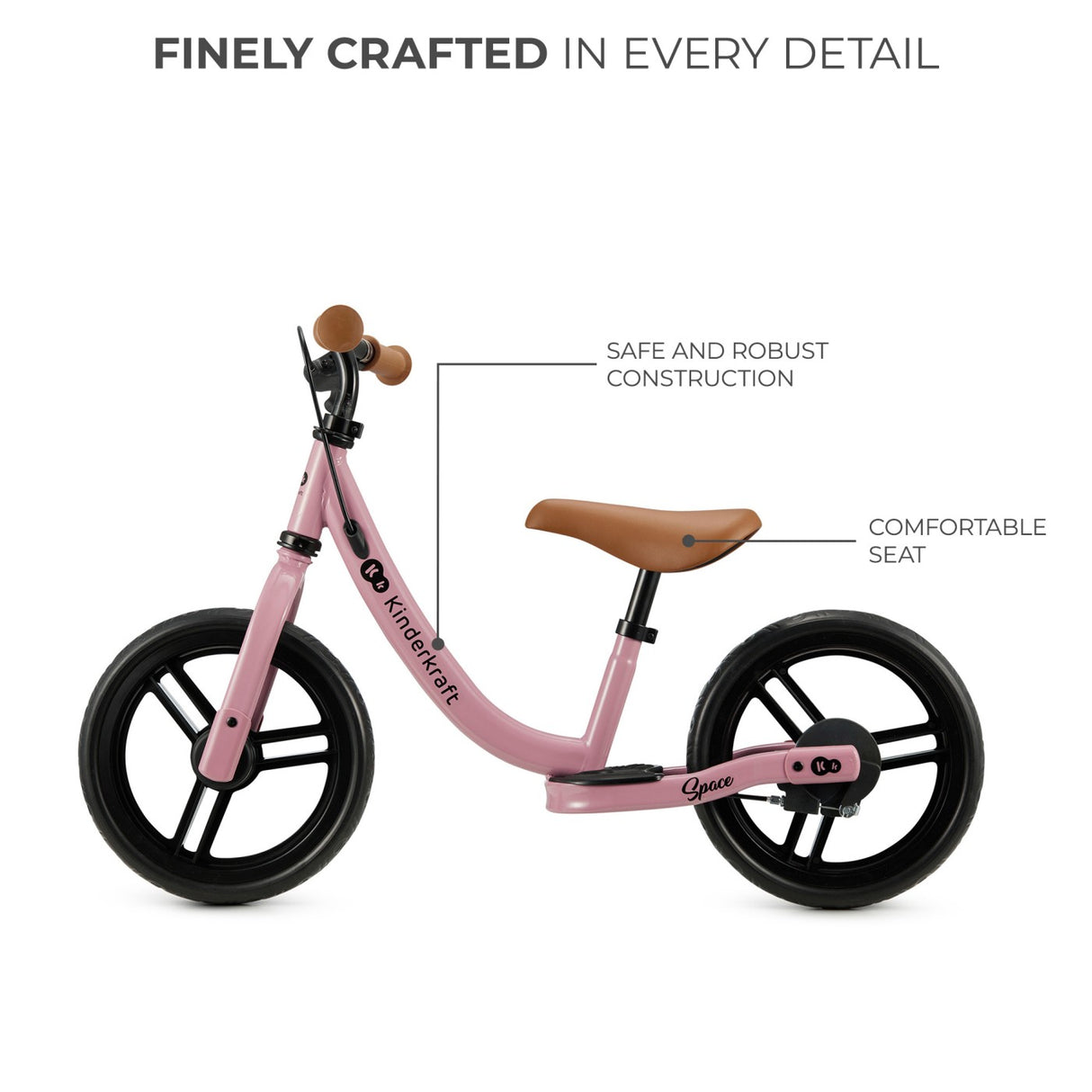BICICLETA FARA PEDALE KINDERKRAFT SPACE DARK PINK