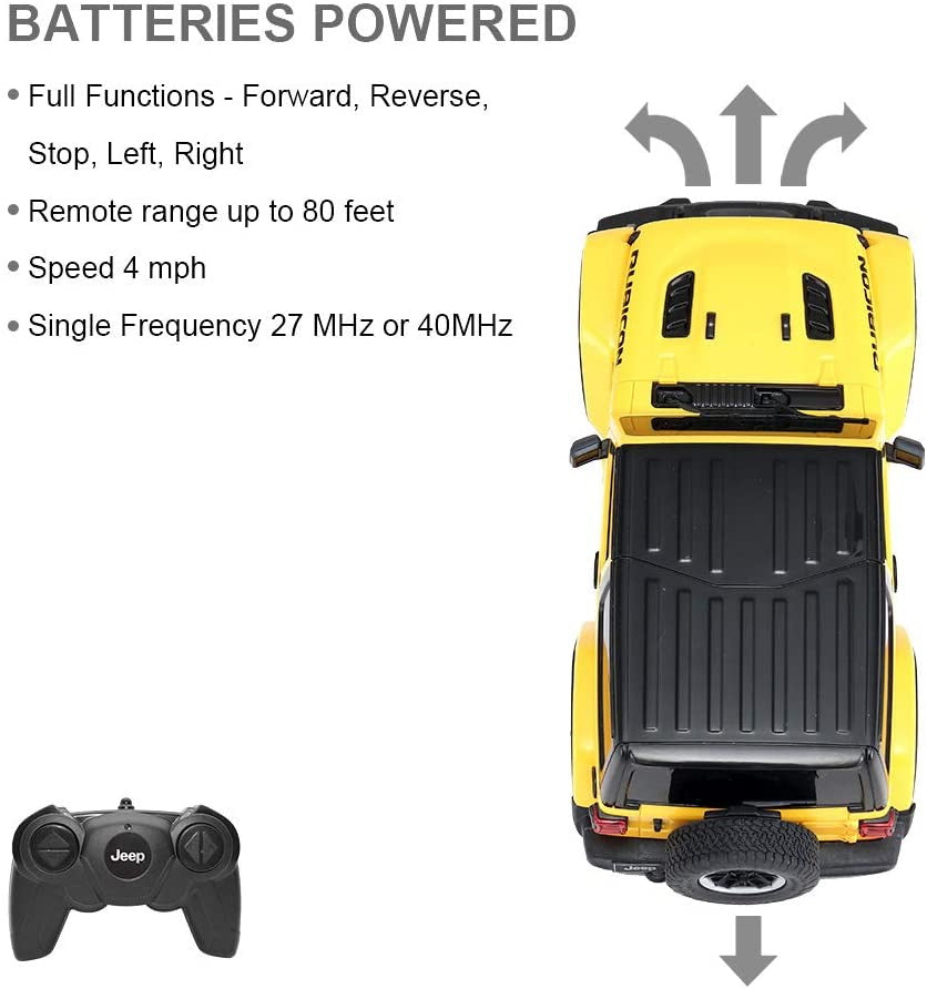 MASINA CU TELECOMANDA JEEP WRANGLER RUBICON GALBEN CU SCARA 1 LA 24