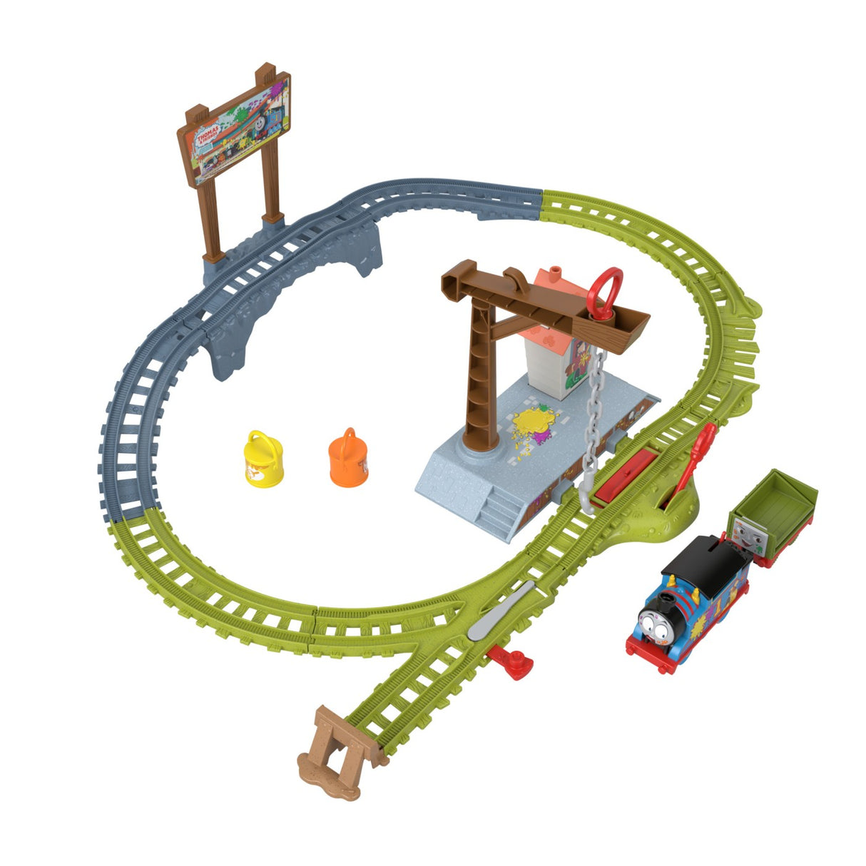 THOMAS SET DE JOACA CU LOCOMOTIVA MOTORIZATA THOMAS LIVREAZA VOPSEAUA
