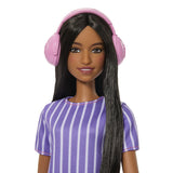 BARBIE PAPUSA BARBIE FASHIONISTAS BRUNETA CU ROCHIE MOV DUNGATA CU AUTISM