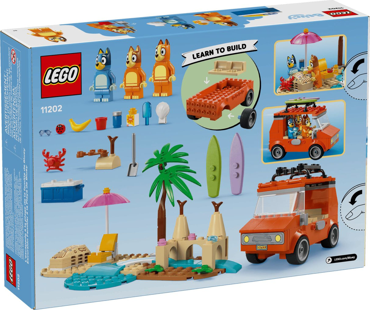 LEGO BLUEY CALATORIA FAMILIEI LUI BLUE CU MASINA LA PLAJA 11202