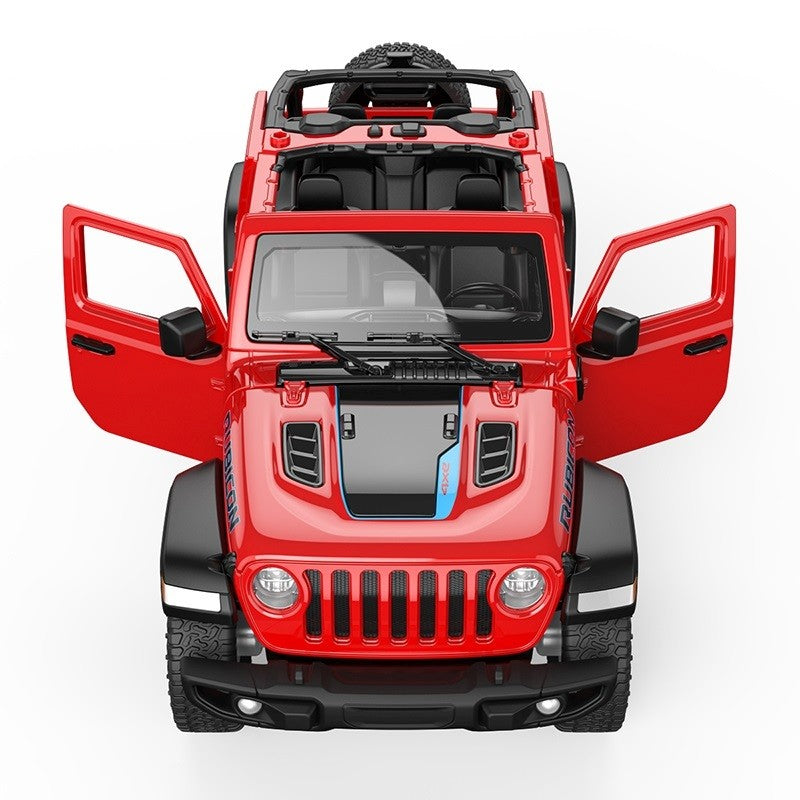 MASINUTA METALICA JEEP WRANGLER RUBICON 4XE ROSU CU SCARA 1 LA 32