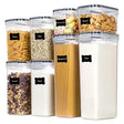Cutii de depozitare alimente, Vivimall, Set din 8 Cutii pentru Condimente, Cereale, Cutii pentru Bucatarie, din Plastic PP, Cutii Alimentare, Diferite Dimensiuni, Transparente - vivimall.ro
