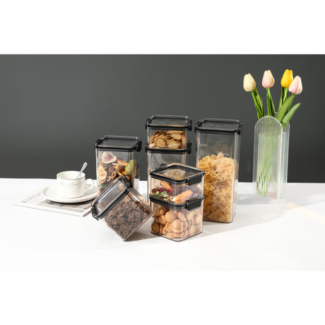 Set 8 Recipiente din Plastic, Vivimall, pentru Alimente/Obiecte, Inchidere Ermetica, 2 x 460 ml, 3 x 700 ml, 2 x 1300 ml, 1 x 1800 ml, Transparent - vivimall.ro