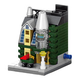 Set de Constructie, Flippy, Jucarie Educativa STEM,  103 Piese, Model 3D,  +6 Ani, Colectia Strada Comerciala Europeana, 6.4 x 5.6 x 7 cm, Verde/Gri