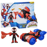 SPIDEY SI PRIETENII LUI UIMITORI MARVEL SET FIGURINA MILES SPIN MORALES SI VEHICUL TECHNO RACER 7.6CM