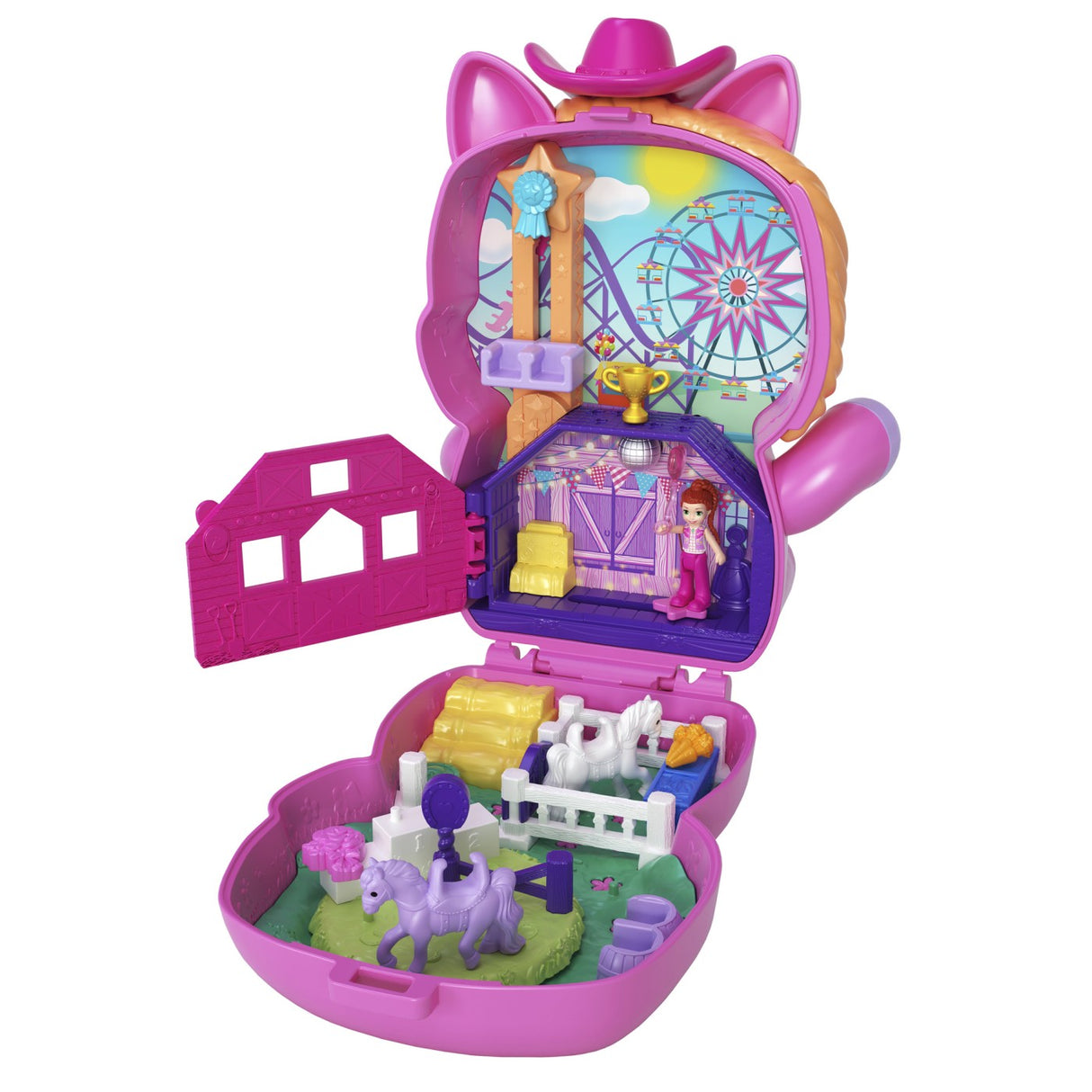 POLLY POCKET SET GENTUTA ANIMALUT PONEI LA RODEO CU ACCESORII