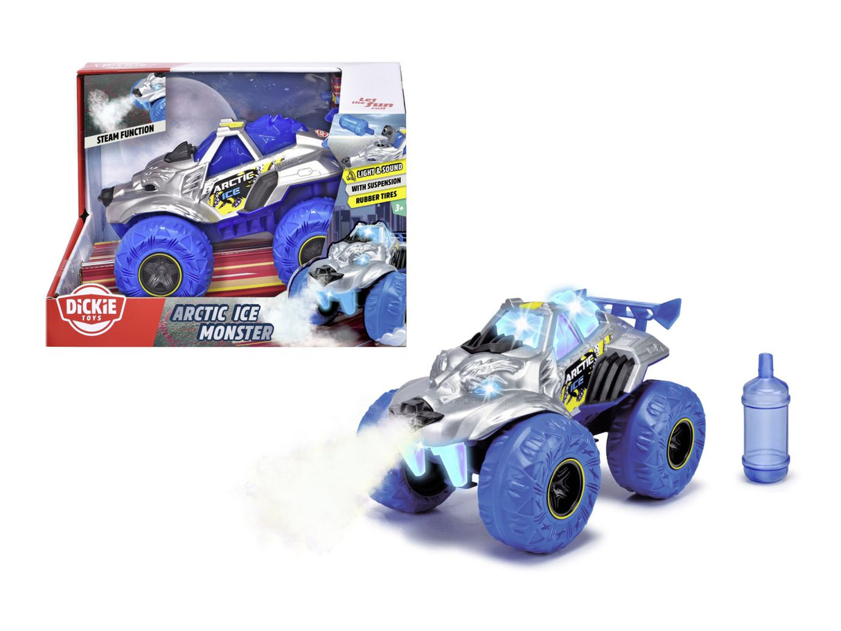 DICKIE MASINA DE TEREN ARCTIC ICE MONSTER CU LUMINI SUNETE SUSPENSII SI FUNCTIE ABUR 25CM