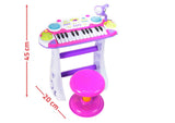 INSTRUMENT MUZICAL PIANINA ELECTRONICA MALPLAY CU SCAUN SI MICROFON 45 CM INALTIME ROZ
