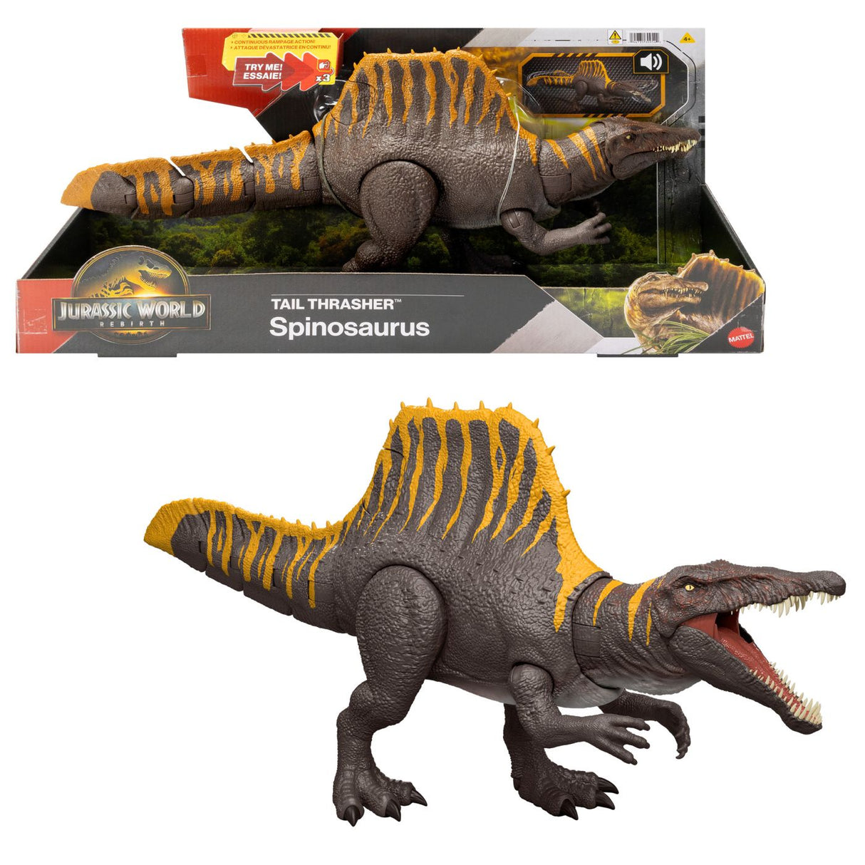 JURASSIC WORLD REBIRTH TAIL THRASHER DINOZAUR SPINOSAURUS INTERACTIV CU MISCARI SI SUNETE