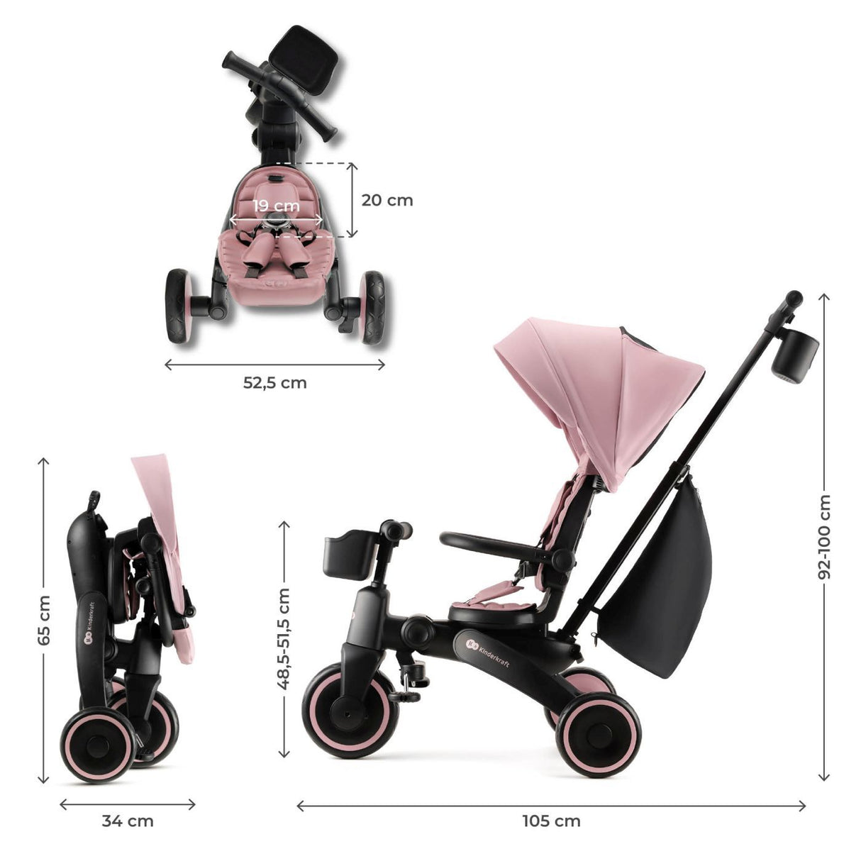 TRICICLETA KINDERKRAFT JAZZ 2, PINK