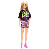 PAPUSA BARBIE FASHIONISTA BLONDA CU TINUTA DE VARA ROCK