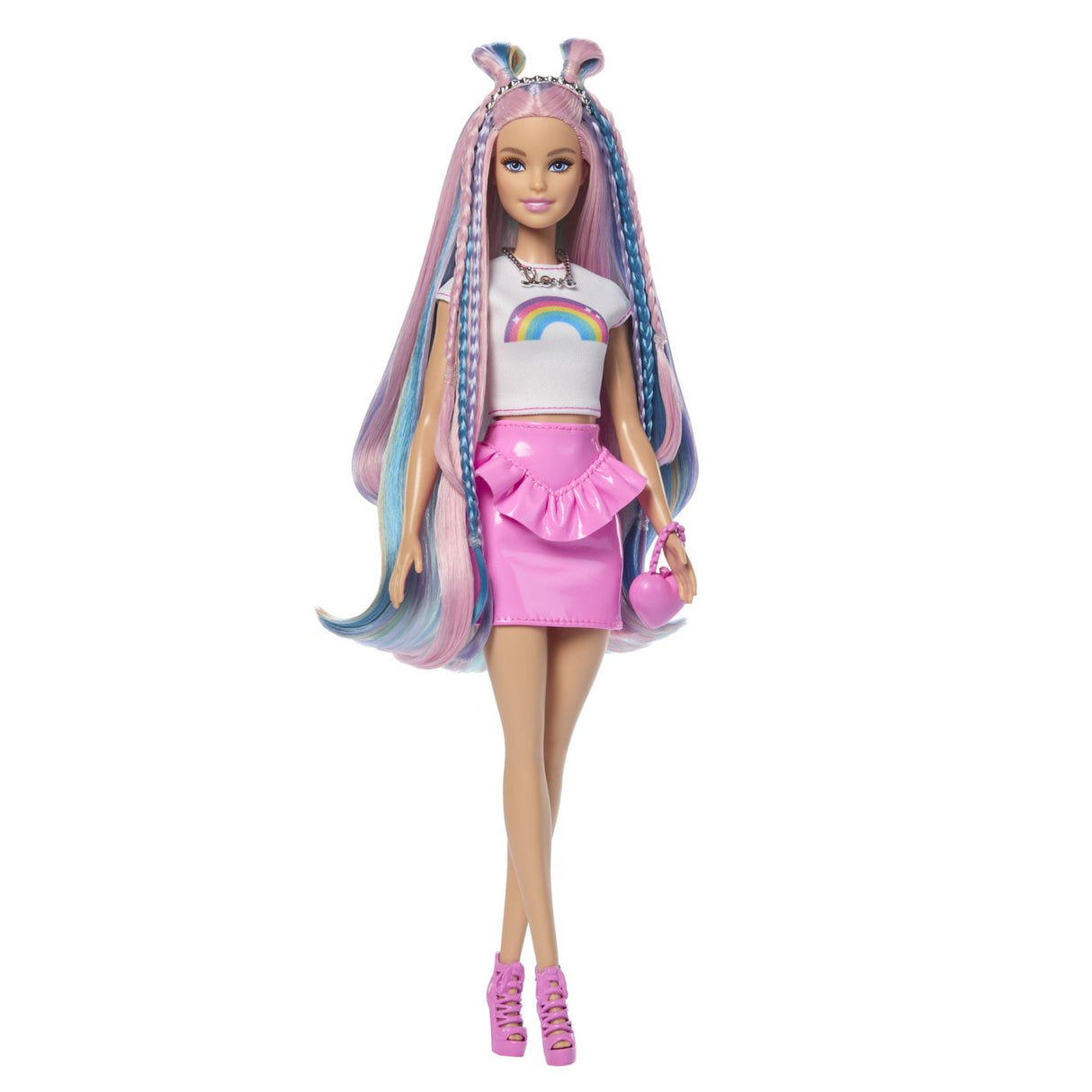 BARBIE SET PAPUSA BARBIE CU PAR STRALUCITOR CURCUBEU SI ACCESORII